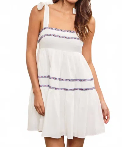 Mustard Seed Tied Shoulder Ruffle Tiered Mini Dress In White