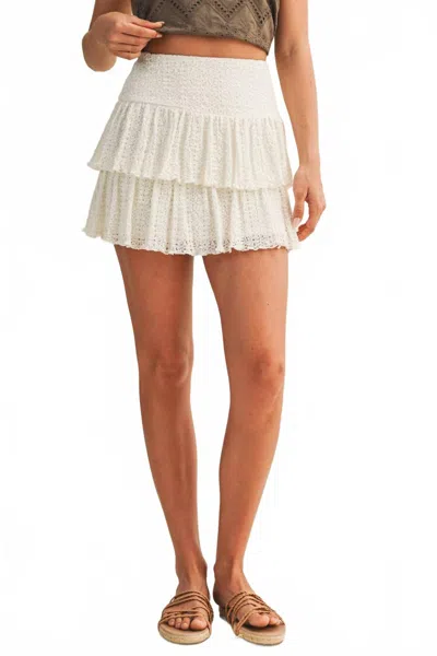Mustard Seed Tiered Lace Mini Skirt In White