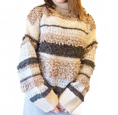 Mustard Seed Turtleneck Mixed Yarn Sweater In Brown