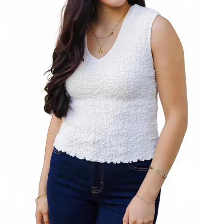 Mustard Seed Vanilla Bean Textured Tank Top In White