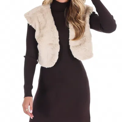 Mustard Seed Wavy Faux Fur Bolero Vest In Light Taupe In Neutral