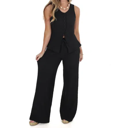 Mustard Seed Women's Fever Dream Crinkle Two Piece Set In Graphite In Black