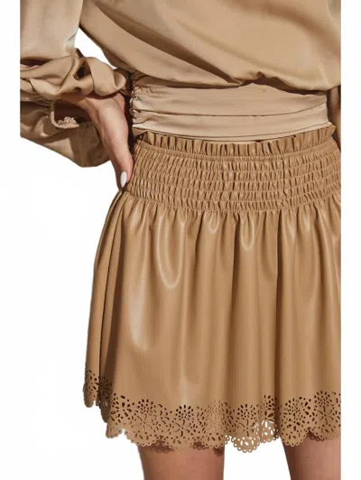 Mustard Seed Women's Laser Cut Skirt In Dark Beige In Brown