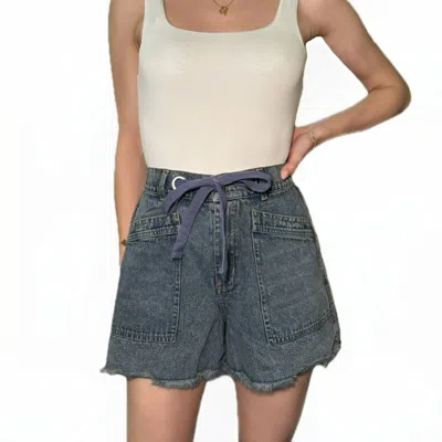 Mustard Seed Women's Tied Front Raw Edge Denim Shorts In Blue