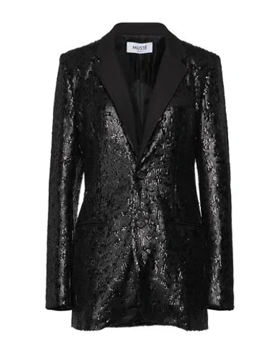 Musté Studios Woman Blazer Black Size 4 Polyester, Cotton, Elastane