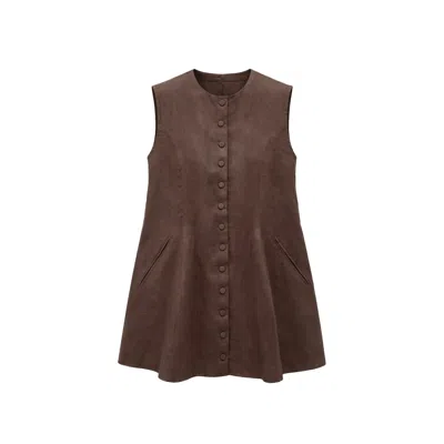 Mute By Jl Women's A-line Button Vest Brown