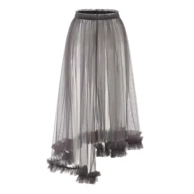 Mute By Jl Women's Asymmetrical Grey Sheer Tulle Skirt