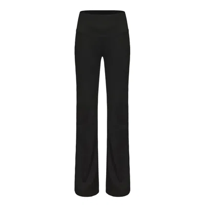 Mute By Jl Women's Black Essential Leggings With Flared Hem