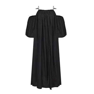 Mute By Jl Women's Black Off-shoulder Puff Sleeve Maxi Dress