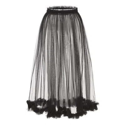Mute By Jl Women's Black Sheer Tulle Midi Skirt