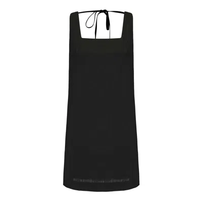 Mute By Jl Women's Black Square-neck Linen Dress