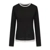 Mute By Jl Women's Black / White Two Tone Wool Blend Knit Top Black