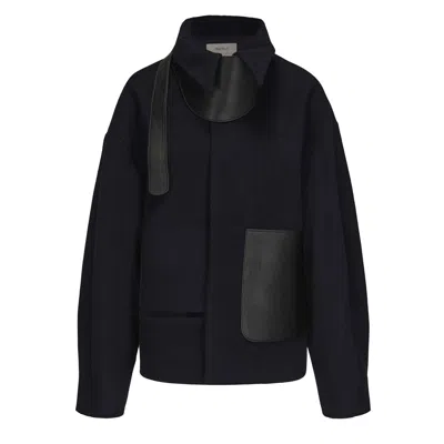 Mute By Jl Women's Blue / Black Navy Gv Cut Vegan Leather Detailed Jacket In Blue/black