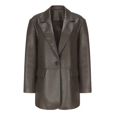 Mute By Jl Women's Brown Chiara Vegan Leather Oversized Blazer