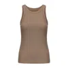 MUTE BY JL WOMEN'S BROWN TAUPE ECORIB HIGH-NECK TANK