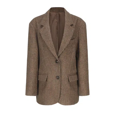 Mute By Jl Women's Brown Viola Checked Wool Blazer