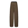 MUTE BY JL WOMEN'S GREEN / BROWN OLIVE-BROWN WIDE-LEG TAILORED PANTS