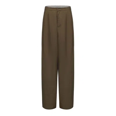 Mute By Jl Women's Green Tencel Tailored Pants Olive