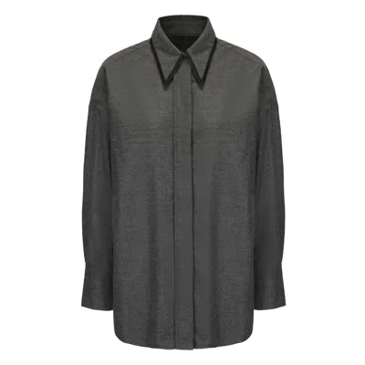 Mute By Jl Women's Grey Shadow Contrast Oversized Shirt