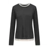 Mute By Jl Women's Grey / White Two Tone Wool Blend Knit Top Grey