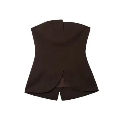 Mute By Jl Women's Linen Blend Strapless Top Brownie