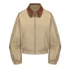 Mute By Jl Women's Neutrals Contrast Collar Structured Bomber Jacket