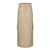 MUTE BY JL WOMEN'S NEUTRALS VERSATILE CARGO PENCIL SKIRT KHAKI