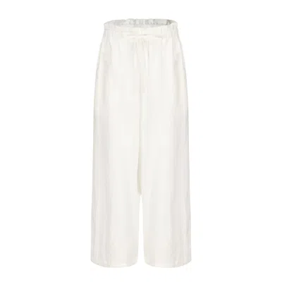 Mute By Jl Women's Ramie Cotton Pants- White