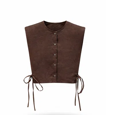 Mute By Jl Women's Side Tie Linen Top Brown