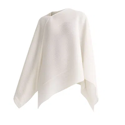 Mute By Jl Women's White Contour Pleated Cape In Gray
