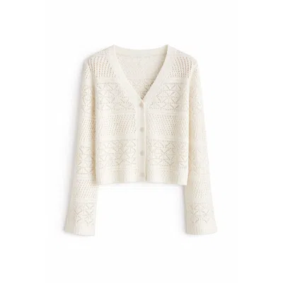 Mute By Jl Women's White Lace Knit Cardigan