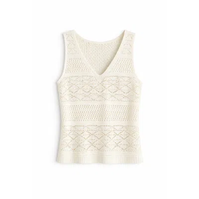 Mute By Jl Women's White Lace Knit Tank In Neutral