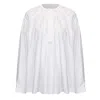Mute By Jl Women's White Raw Edge Cotton Gathered Blouse