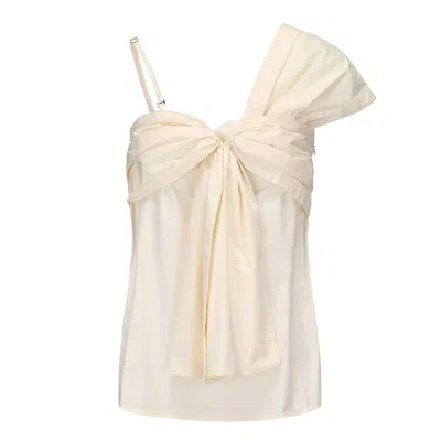 Mute By Jl Women's White The Asymmetric Bow Top