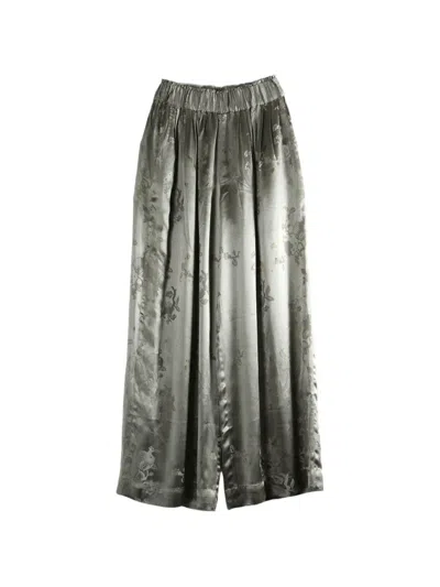 Mutedance Floral-jacquard Trousers In Gray