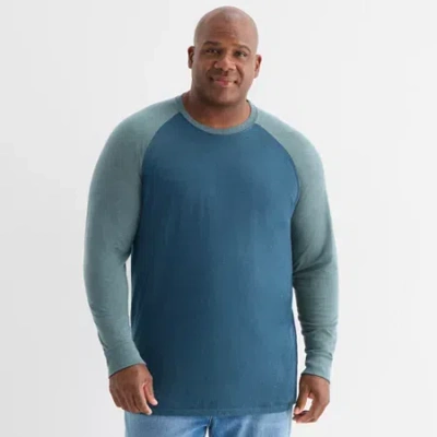 Mutual Weave Baseball Mens Crew Neck Long Sleeve Big And Tall T-shirt In Blue