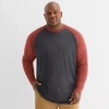 Mutual Weave Baseball Mens Crew Neck Long Sleeve Big And Tall T-shirt In Gray