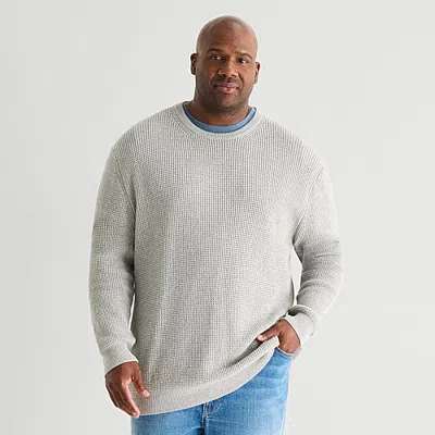 Mutual Weave Big And Tall Mens Crew Neck Long Sleeve Pullover Sweater In Black