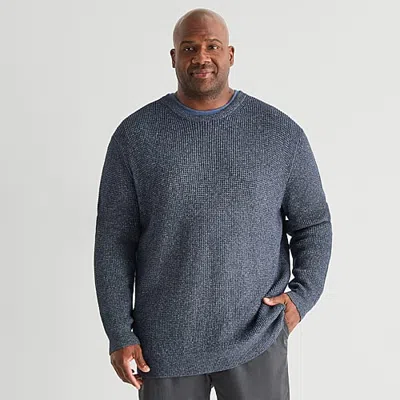 Mutual Weave Big And Tall Mens Crew Neck Long Sleeve Pullover Sweater In Blue