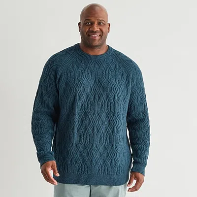 Mutual Weave Big And Tall Mens Crew Neck Long Sleeve Pullover Sweater In Blue