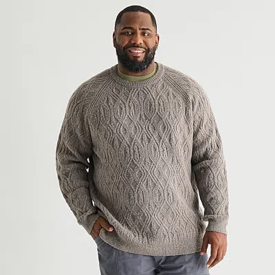 Mutual Weave Big And Tall Mens Crew Neck Long Sleeve Pullover Sweater In Gray