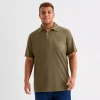 Mutual Weave Big And Tall Mens Regular Fit Easy-on + Easy-off Adaptive Short Sleeve Polo Shirt In Green