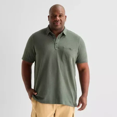 Mutual Weave Big And Tall Mens Regular Fit Elbow Sleeve Polo Shirt In Green