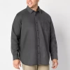 Mutual Weave Big And Tall Mens Regular Fit Long Sleeve Button-down Oxford Shirt In Gray