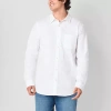 Mutual Weave Big And Tall Mens Regular Fit Long Sleeve Button-down Oxford Shirt In White