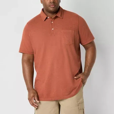 Mutual Weave Big And Tall Mens Regular Fit Short Sleeve Polo Shirt In Brown