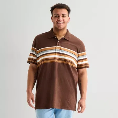 Mutual Weave Big And Tall Mens Relaxed Fit Short Sleeve Polo Shirt In Brown