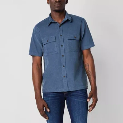 Mutual Weave Corduroy Mens Short Sleeve Regular Fit Button-down Shirt In Multi