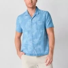 Mutual Weave Denim Mens Short Sleeve Camp Shirt In Blue