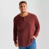 Mutual Weave Henley Mens Henley Neck Long Sleeve Regular Fit Big And Tall Thermal Top In Red